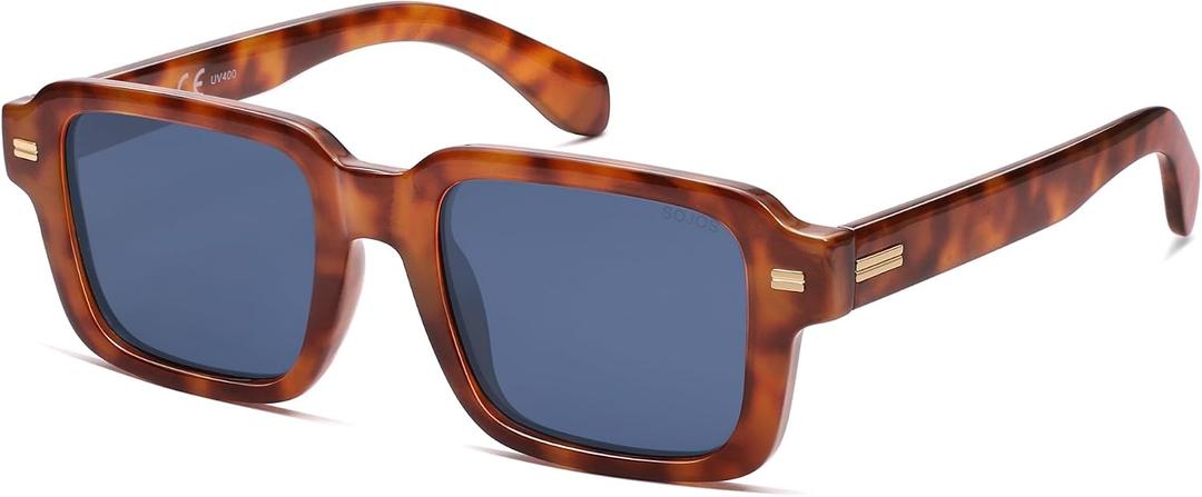 SOJOS Big Trendy Square Polarized Sunglasses Womens Mens, Retro Large Chunky Oversized Rectangle Shades SJ2345