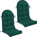 Geelin 2 Pcs Outdoor Patio Chair Cushion Thick High Back Adirondack Chair Cushion Tufted Weather & Fade Resistant Anti-Slip Outside Rocking Chairs Pads with Ties 44 x 19 x 4 Inch (Dark Green)