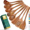 AIUHI Wood Spoons for Cooking, Nonstick Kitchen Utensil Set, Wooden Spoons Cooking Utensil Set Non Scratch Natural Teak Wooden Utensils for Cooking (Teak Pack of 8)
