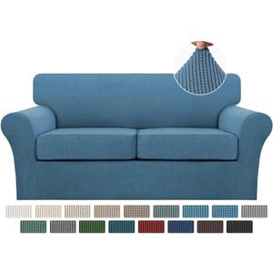 Turquoize 3 Piece Sofa Covers for 2 Cushion Couch Sofa Slipcover Soft Couch Cover for Dogs-Washable Sofa Furniture Covers with 2 Individual Cushion Covers, Thick Fabric (2 Cushion Sofa, Dusty Blue)