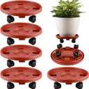 5 Packs Large Plant Caddy with Wheels 13" Rolling Wheeled Plant Stands Heavy-duty Plastic Flower Pot Roller Base Movers Indoor Outdoor Planter Dolly with Casters Trolley, Red
