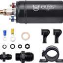 EVIL ENERGY External Inline Fuel Pump Electric 300LPH High Flow 12V with 60MM Bracket Clamp Black