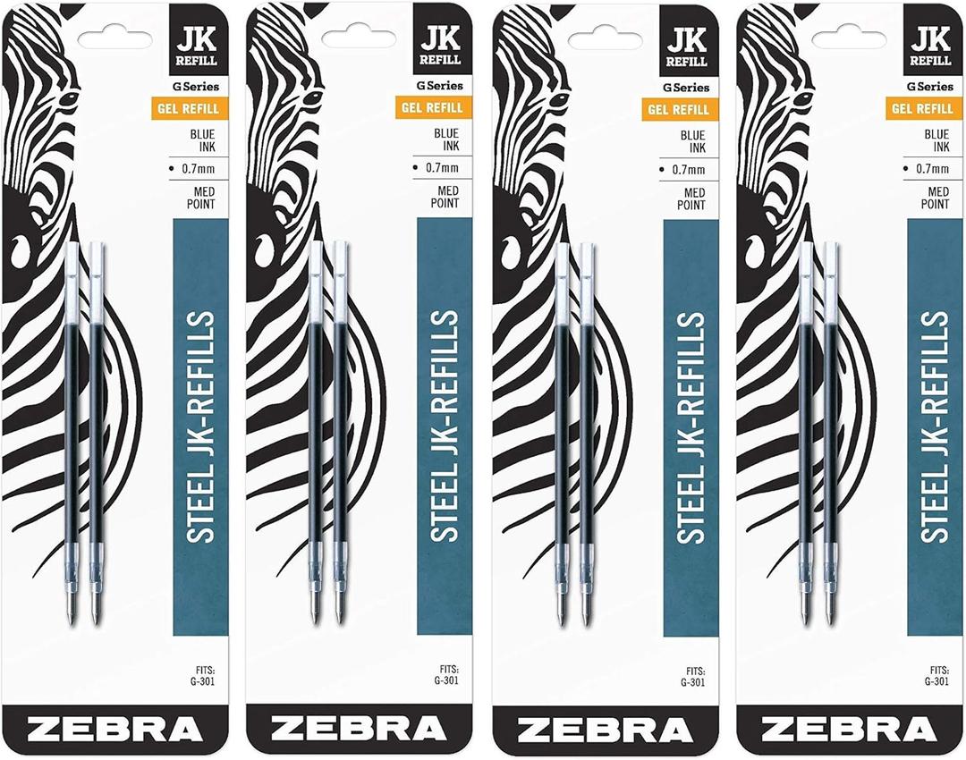Refill for G-301 Gel Rollerball Pens, Med Point, Blue, 4 Pack, 2pcs each