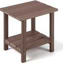 Apolimi Adirondack Outdoor Side Table, 2-Tier Sturdy Patio End Table Weather Resistant, 16.5" Solid Side Table for Patio, Pool, Porch
