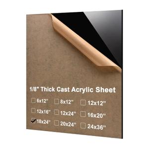 KINLINK 18x24 Plexiglass Sheets 1/8 inch Thick - 3mm Black Cast Acrylic Sheet, Plastic Board Polycarbonate Sheet for DIY Project, Craft, Table Top, Acrylic Sign and Wedding Invitation 1 Pack