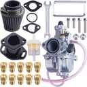 VM22 26mm Carburetor Carb Kit fit for Performance Intake Pipe Mainfold Air Filter Fit For Predator 212cc GX160 Honda GX200 CT200U 196cc KT196 Clones Moto Go Kart Mini Bike Race Kart (Black) (with Metal wire mesh)