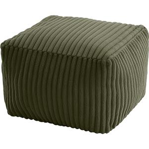 MeMoreCool Square Stuffed Pouf Ottoman Foot Rest, Stripe Furry Floor Pouf Foot Stool with Foam Chunk Filling, Soft Fluffy Stuffed Ottoman Footrest for Living Room, Faux Fur Green