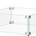 20.5 x 20.5 x 6 Inch Glass Wind Guard for Propane Gas Fire Pit Table, Square Thick Tempered Glass Shield, Firepit Glass Barrier with Aluminum Corner Bracket & Rubber Feet
