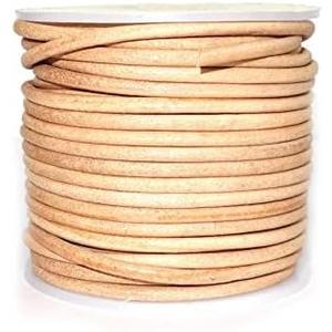 Round Leather Cords, Genuine Leather String for Jewelry Making DIY Crafts, Beading Work, Necklace Cords, Bracelet, Craft Work (Natural, 3mm)