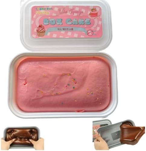 Realistic Faux Box Cake Stress Relief Tool for Adults Sticky Tactile Dough Fidget for Office Desk Focus Anxiety Management Slow Rising Sensory Squeeze for Adults (pin k)