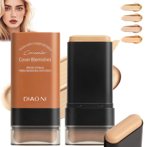 Flawless Eraser Foundation Stick, Korean Moisturizing Light Foundation Stick with Brush, Multi-Use Foundation Stick Makeup, Waterproof Thin, Covers Blemishes, Suitable for All Skin Types (Natural-02)