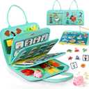 Toddler Busy Board for 1 Year Old, Montessori Toy Sensory Busy Book for Toddler 1-3 Fishing Game Fine Motor Skill, Learning Car Ride Airplane Activities Travel Essential 2-4 Birthday Gift for Boy Girl
