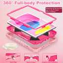 WESOROL Case for iPad (A16) 11th Generation 11 Inch (2025) iPad 10th Generation 10.9 Inch (2022),Full-Body Drop Protection i Pad Case 10th Gen with Rotating Stand Screen Protector Pencil Holder,Rose
