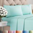 Queen Size 4 Piece Sheet Set - Comfy Breathable & Cooling Sheets - Hotel Luxury Bed Sheets for Women & Men - Deep Pockets, Easy-Fit, Extra Soft & Wrinkle Free Sheets - Spa Blue Oeko-Tex Bed Sheet Set