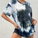 SOLY HUX Women's Tie Dye Shirt Short Sleeve Round Neck Tees Casual T Shirts Summer Tops (M)