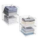 4-Tier Stackable Closet Organizer, Clothes Storage Drawer Organizer for Wardrobe, Metal Wire, White