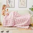 Latepis Pink Faux Fur Throw Blanket for Couch Bubble Cute Soft Warm Comforter Thick Furry Blanket for Sofa Bedroom Cozy Blankets for Women Gift Luxury Blanket for All Seasons 50''x60'', 860gsm