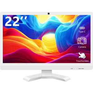 22 Inch Touchscreen Monitor with Webcam @1920x1080P Full HD IPS Panel Built-in Speakers HDMI VGA Ports