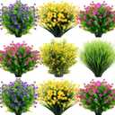 36 Bundles Artificial Flowers for Outdoors UV Resistant Fake Spring Plastic Flowers Faux Shrubs Plants for Spring Summer Indoor Outside Garden Porch Patio Window Box Party Decoration (Elegant)