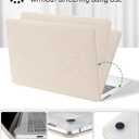Seorsok Compatible with MacBook Pro 14inch Case 2026 2025-2021 M5 M4 M3 A3426 A3427 A3434 A3112 A3185 A3401 M2 A2779 M1 A2442,Leather Plastic Hard Shell Case&Keyboard Cover,Beige Woven No Logo Cutout