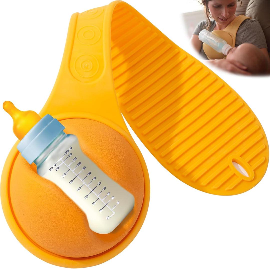 Baby Bottle Holder Hands Free, Hands Free Bottle Holder for Dad Anti-Shedding and Anti-Slip Suitable for Most Bottle Sizes-Free Hand Bottle Holder (Orange)