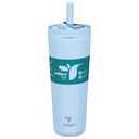 REDUCE Halo 24 oz Stainless Steel Vacuum Insulated Tumbler - Spill Proof Travel Mug with Flip Handle Lid - Keeps Drinks Cold for 32 Hrs - Dishwasher Safe - Cupholder Friendly - Blue Quartz