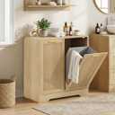 Laundry Hamper Cabinet, Small Tilt-Out Bathroom Storage Unit with Narrow Hidden Basket Chest Bathroom Cupboard, 25.6" x 13.7" x 26.7"
