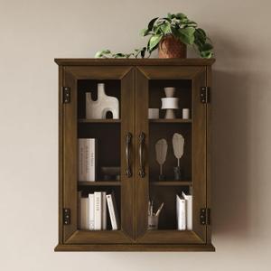 ChooChoo Wood Medicine Cabinet with Acrylic Doors, Bathroom Wall Cabinet with Adjustable Shelves Over The Toilet, Rustic Cabinet Wall Mounted for Bathroom, Kitchen, Living Room, Solid Wood Walnut