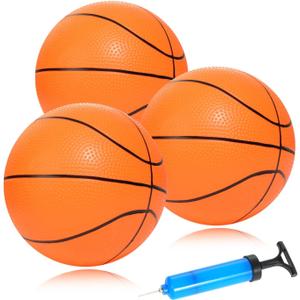 Mini Basketballs 3 Pack - 7inch Small Basketball Size 3 Set with Pump Needle - Ideal for Mini Hoop, Outdoor & Indoor Play - Kids Basketball Party Favors (Orange)