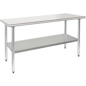 HARDURA Stainless Steel Table 24X60 Inches with Undershelf and Galvanized Legs NSF Heavy Duty Commercial Prep Work Table for Restaurant Kitchen Home and Hotel