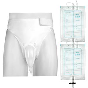 Geiserailie 3 Pcs Urinals for Men Urine Collection Bag Catheter for Men Urinary Incontinence Kit Reusable Silicone Urine Collector Portable Wearable Male Incontinence Products for Elderly Bedridden