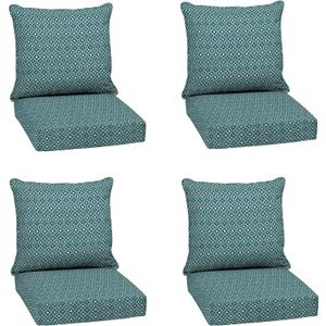 Arden Outdoor Deep Seat Cushion Set (4-Pack), 22 in x 24 in, Weather-Proof, Rain-Proof, Fade Resistant Patio Cushion for Chair, Sofa, and Couch Alana Tile