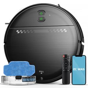 Robot Vacuum and Mop Combo, 2-in-1 Robot Vacuum Cleaner, 2.87'' Slim Design, Wi-Fi/App/Voice Control, 3D Obstacle Avoidance & Self-Charging Robotic Vacuum for Hard Floors, Carpets, Pet Hair