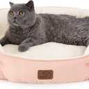 Bedsure Dog Beds for Small Dogs - Round Cat Beds for Indoor Cats, Washable Pet Bed for Puppy and Kitten with Slip-Resistant Bottom, 25 Inches, Peach Pink