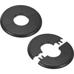 2-Pack Wall Split Flange, for 1.3 Inch/32mm OD Pipe ABS Escutcheon Plate Round Self-Adhesive Plumbing Cover Plates for Water Pipe/Faucet [Black]