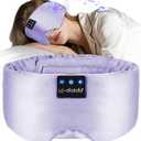 LC-dolida Luxurious Silk Soft Sleep Mask, Sleep Headphones with Bluetooth 5.4 for Side Sleeper, Total Blackout Eye Sleeping Mask for Women and Men, Ideal Gift for Restful Sleep, Travel (Light Purple)