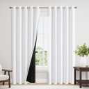 ChrisDowa 100% Blackout Curtains 84 inch Long for Bedroom with Black Liner, Extra Wide 2 Thick Layers Total Blackout Thermal Insulated Grommet Window Curtains 2 Panels Set (Pure White, 60 x 84 Inch)