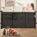 55" Retractable Baby Gate Extra Wide, 41" Tall Retractable Dog Gate for Stairs, Doorways, Decks, Mesh Gate Long Child Gate Pet Gate for Indoor, Outdoor, with Reinforced Mesh Rods, Dual Locks (Black)