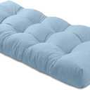 Bench Cushion 27 inches,Indoor/Outdoor Non-Slip Tufted Cushions, Premium Waterproof Linen, Soft Piano Sofa Cushions, Entryway Storage, Bay Window, High-Density Memory Foam(Grey Blue-27x12x4in)