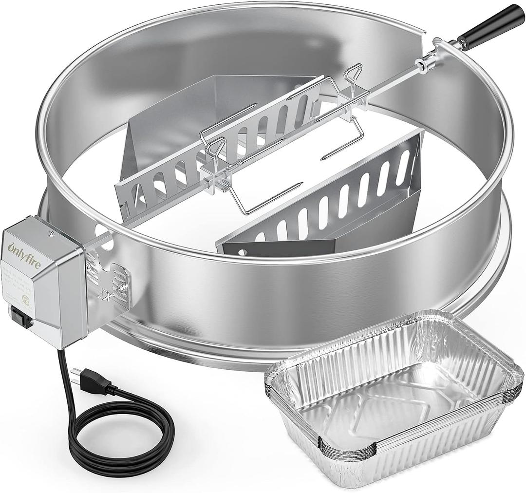 onlyfire Upgrade Stainless Steel Rotisserie Ring Kit Weber 22" Kettle Grill