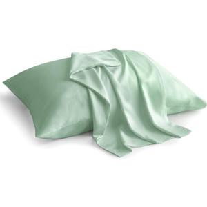 BEDELITE Pillow Cases Queen Size Set of 2, Rayon Derived from Bamboo, Cooling Pillow Cases for Hot Sleepers & Night Sweats, Breathable and Silky Soft Envelope Pillowcases(Mint Green, 20"x30")