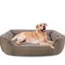 JOEJOY Rectangle Dog Bed for Large Medium Small Dogs - Washable Orthopedic Sofa Bed, Soft Breathable Puppy & Pet Cuddler, Durable Calming Dog Bed with Anti-Slip Bottom, Multiple Sizes, Dark Brown