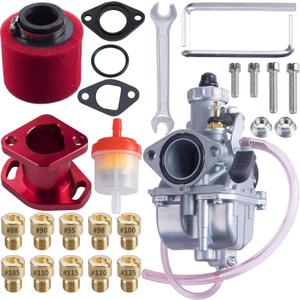 ORAEVY VM22 Racing Performance Carburetor Carb Mainfold Intake Pipe Air Filter Fit For Predator 212cc GX160 Honda GX200 CT200U 196cc KT196 Clones Go Kart Mini Bike Race Kart (Red)