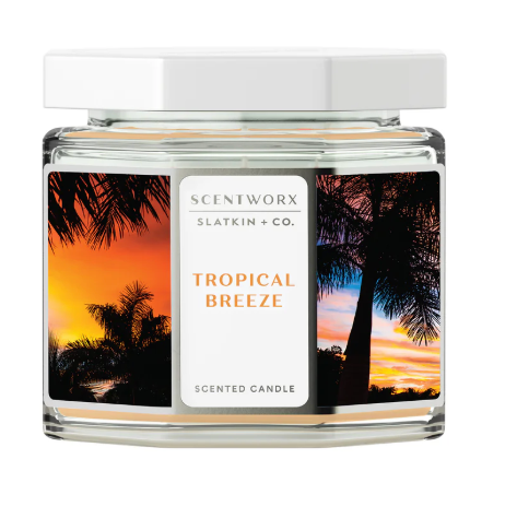 Scent WorX Tropical Breeze, Scented Candle with SeaGrass, Marine Spray, Jasmine, and Island Orchid.