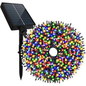 Tcamp 164Ft 500 LED Solar Christmas Lights Outdoor Waterproof with Remote Timer, 8 Modes Solar Powered Fairy String Lights for Christmas Tree Wedding Party Holiday Outdoor Indoor Decor (Multi-Color)