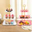 DIDROOM 10 Pack Dessert Table Display Set - 4 x Three-Tier Square Cupcake Stands and 6 x Serving Trays, Elegant Tableware for Cakes, Cupcakes, Pastries, and Snacks, Perfect for Parties (White)