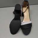 Putu Womens Rhinestone Heeled Sandals Glitter Chunky Heeled Sandals Open Toe Dressy Sandals for Wedding, Prom, Event (Black, 9)