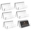 EMOMAS Acrylic Business Card Holder for Desk, Business Card Stand Desktop Business Card Holders for Exhibition Office Acrylic Business Card Stand Display ，Capacity: 50 Cards （6 Pack）…