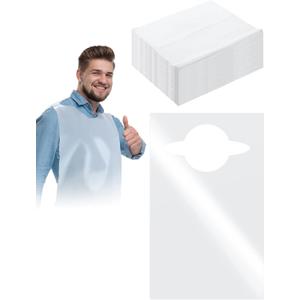 Retisee 200 Packs Plastic Disposable Bibs for Adults 14 x 24 Inch Eating Plastic Bibs for Women Men Elderly(White)