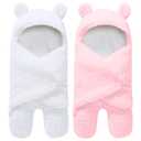 2 Pack Ultra Warm Sherpa Plush Baby Sleeping Swaddle Wrap - Newborn Essentials Must Haves for 0-6 Months - Shower Registry Search Gifts for Boys Girls - Baby Stuff Accessories (Pink and White)